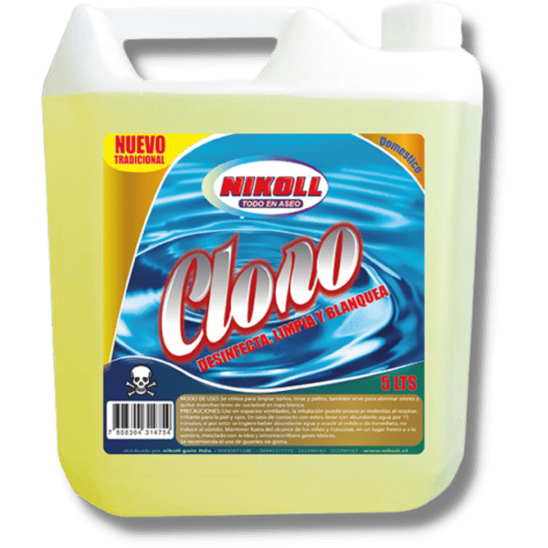 CLORO tradicional doméstico 5lts (envase cuadrado apilable)